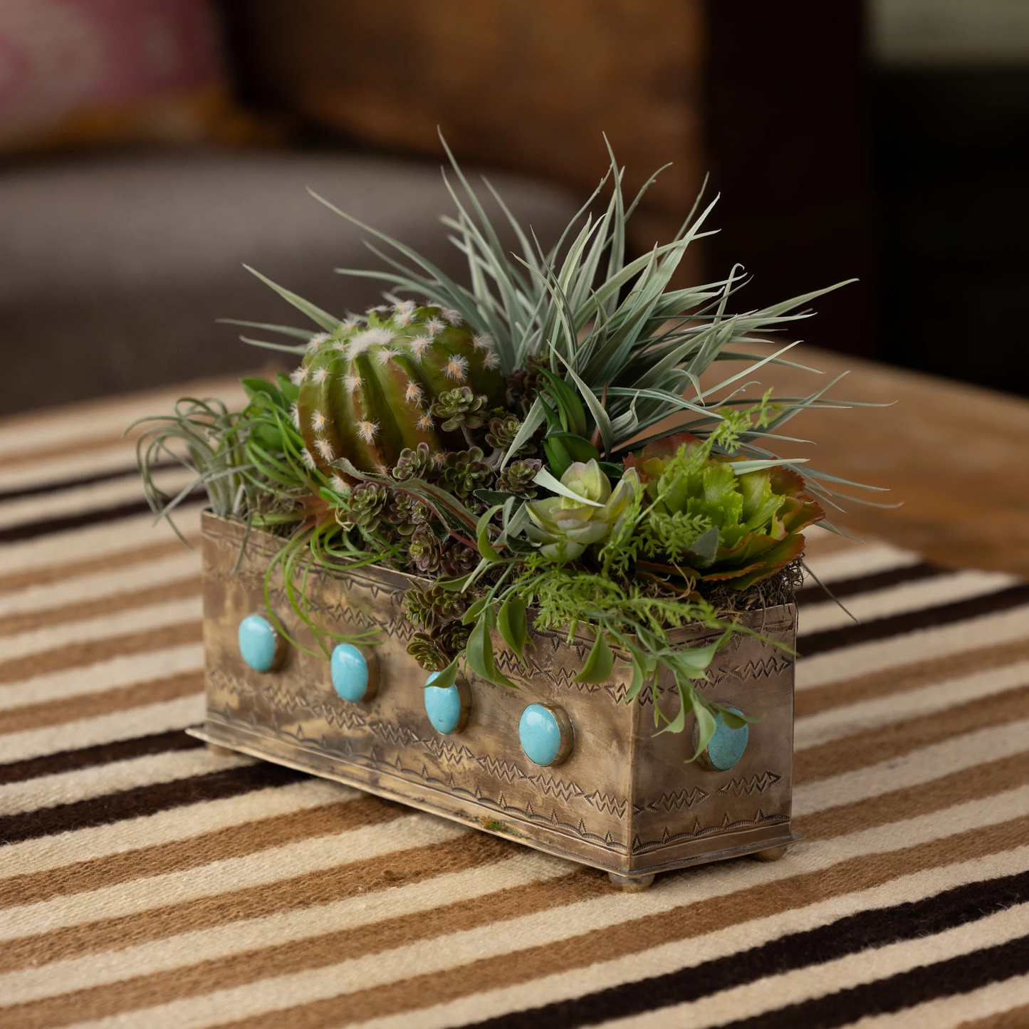 Stamped Planter w/Turquoise