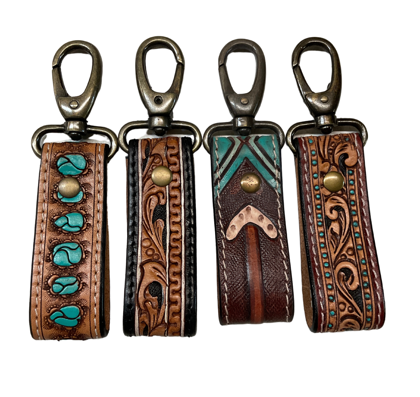 Hand Carved Leather Keychain