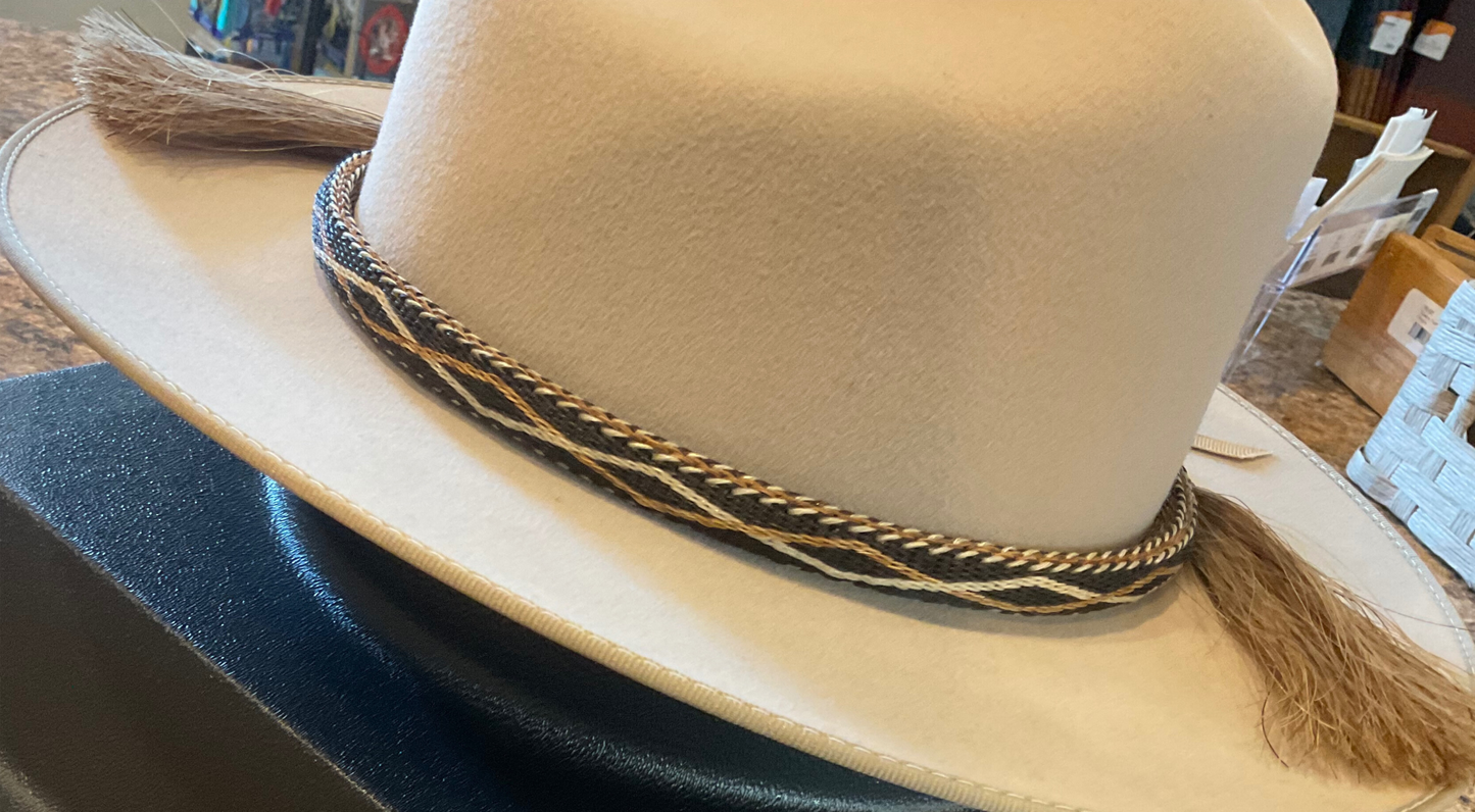 Hitched Horsehair Hat Band w/Double Tassels