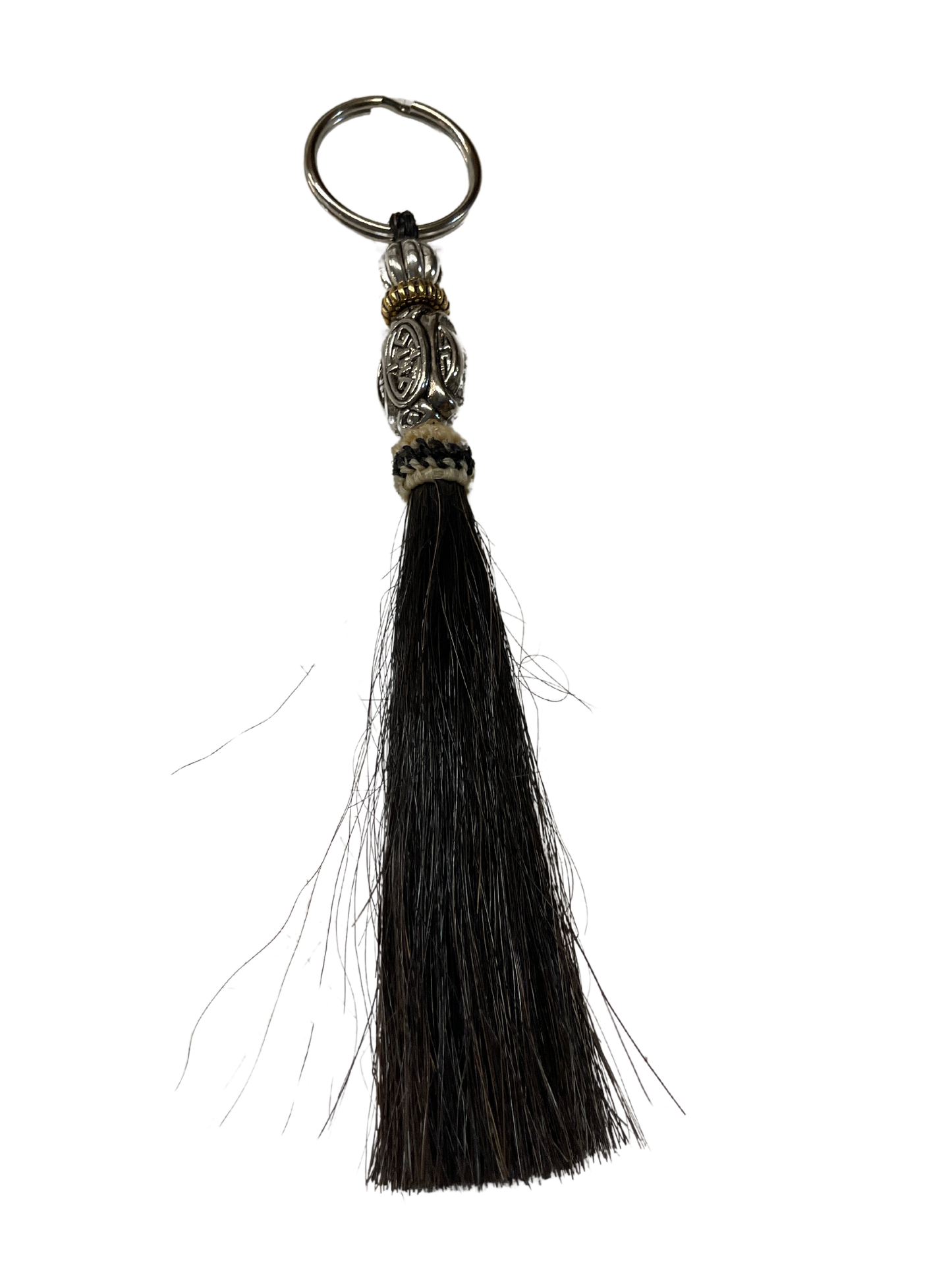 Horse Hair Tassel w/Beads Keychain