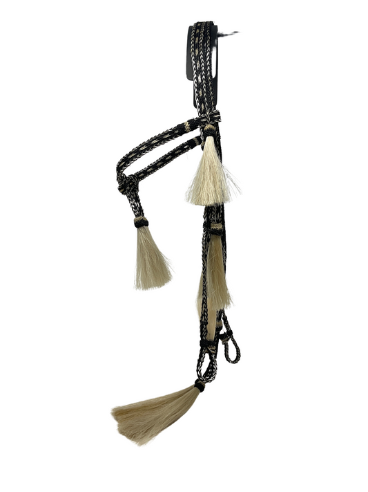 5/8" Flat Braided Horsehair Browband Headstall and Split Reins