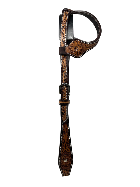 Single Ear Floral Carved Leather