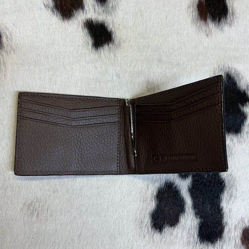Bi-Fold Floral w/Cowhide & Buckstitch Wallet