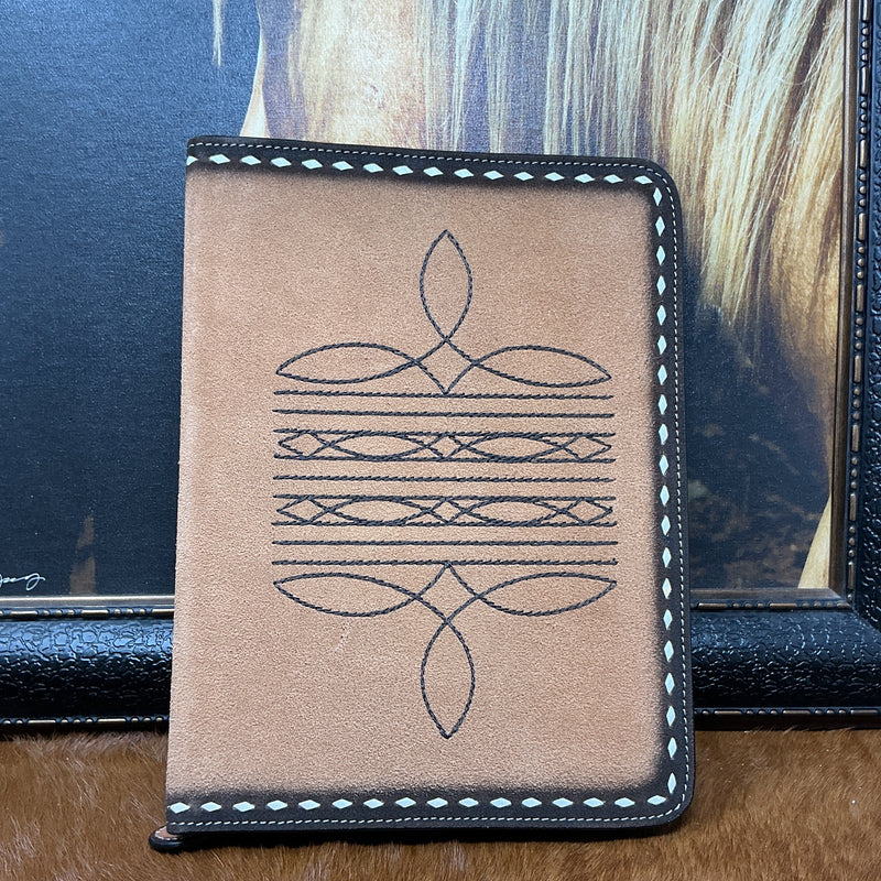 Rough Out Leather Bible Cover w/Buckstitching