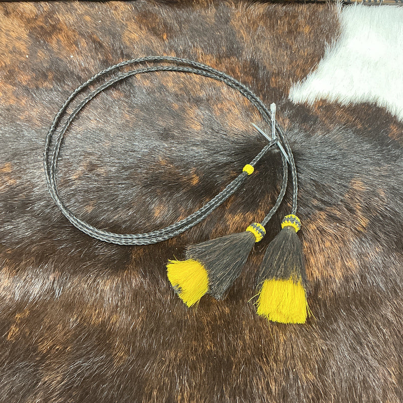 Braided Horsehair Stampede String w/Colored Horsehair Tassels