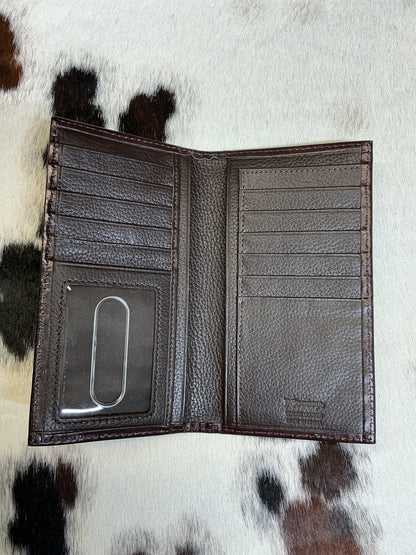 Ostrich Leather Checkbook Wallet