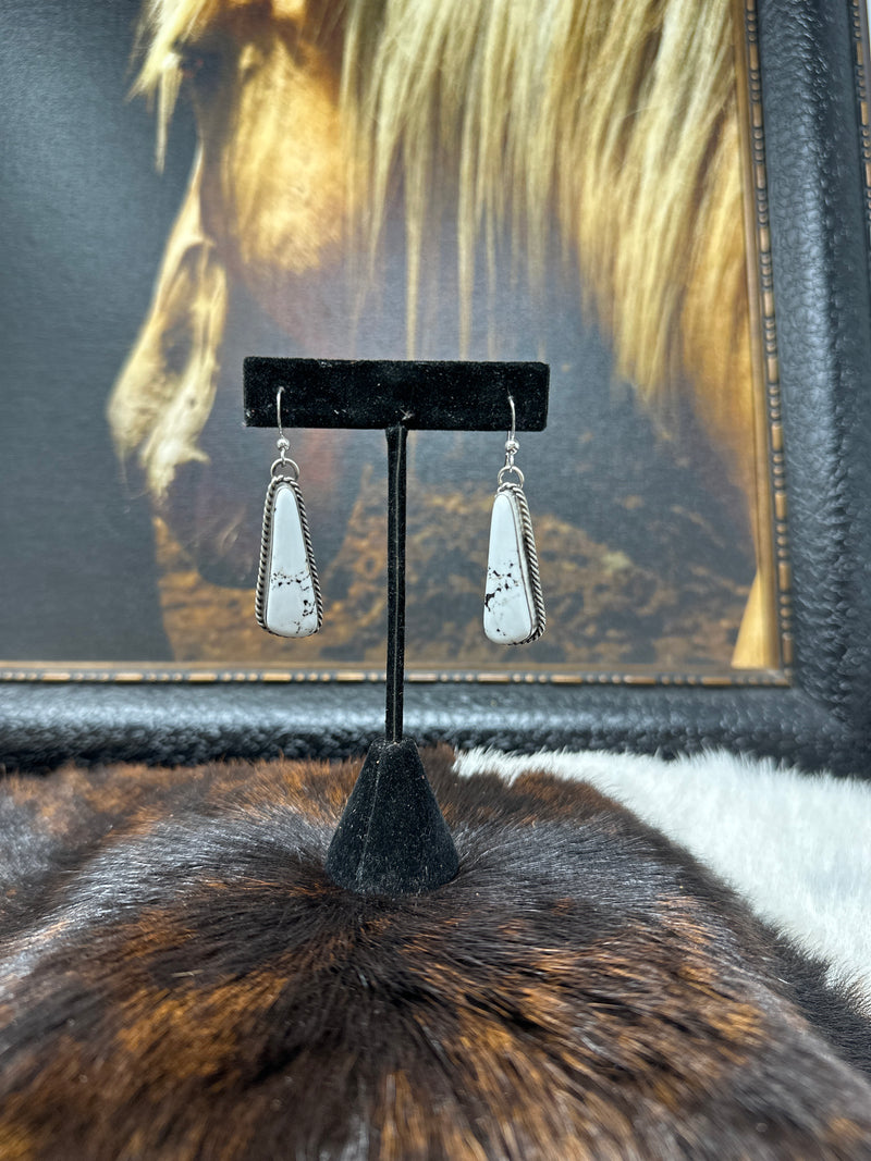 White Buffalo Dangle Earrings