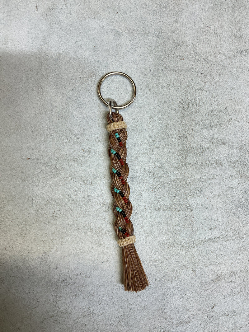 6" Braided Horsehair w/Beads Keychain