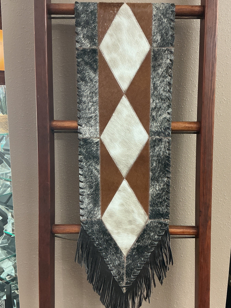Cowhide Diamonds Table Runner 10" x 6'