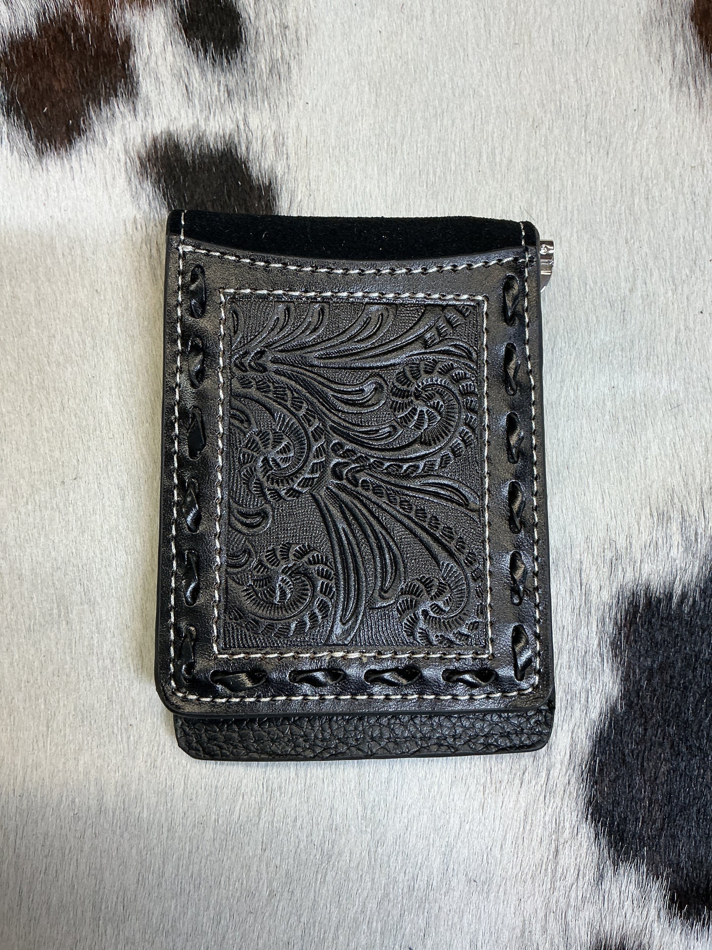 Black Leather Wallet w/Money Clip