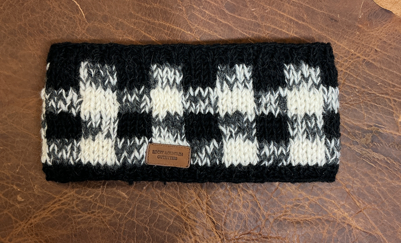 Black/White Plaid Headband