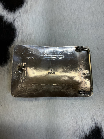 Sterling Silver w/15 Turquoise Stones Belt Buckle