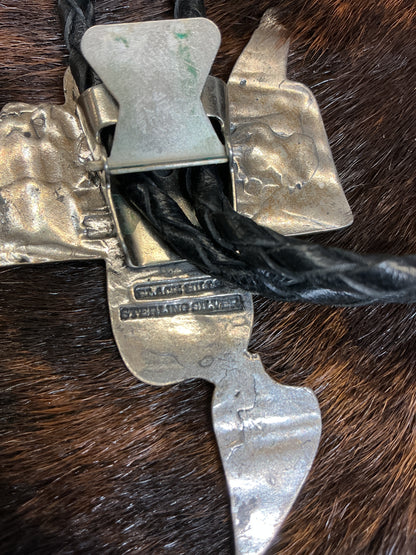 Vintage Sterling Saddle Bolo Tie w/Silver Boot Ends