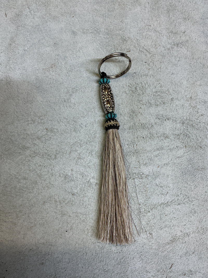 Horse Hair Tassel w/Beads Keychain