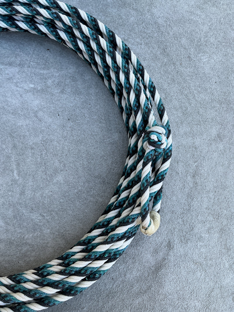 5/16" 60' Waxed Cotton - Teal , Black & White