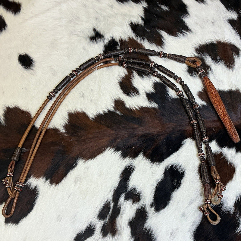 30 Plait Long Barrel Coffee w/Accent Reins & Romal