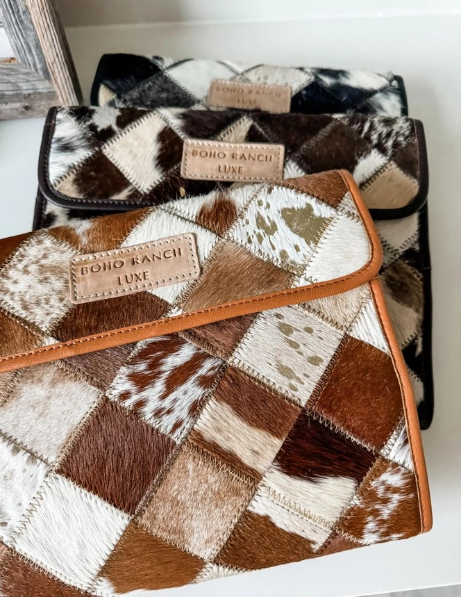 Tan/Brown Cowhide Foldable Travel Bag