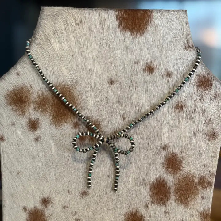 Navajo Pearl Bow with Genuine Turquoise Heishi