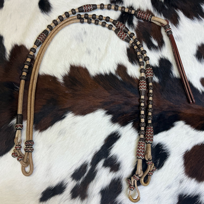 32 Plait Oklahoma w/Colored & Accented Buttons Reins & Romal