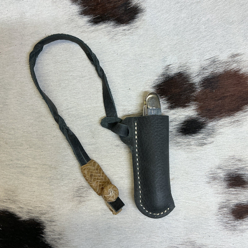 Small Buckaroo Knife Sheath w/Razoo Button