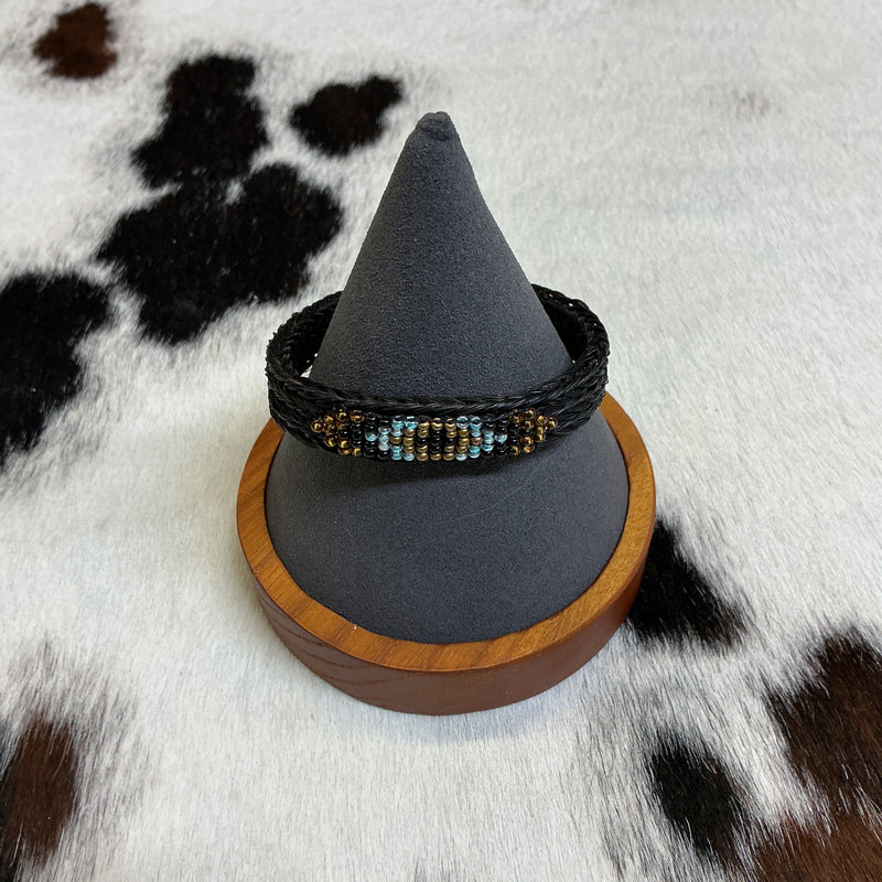 Braided Horsehair Bracelet w/Overlaid Beads