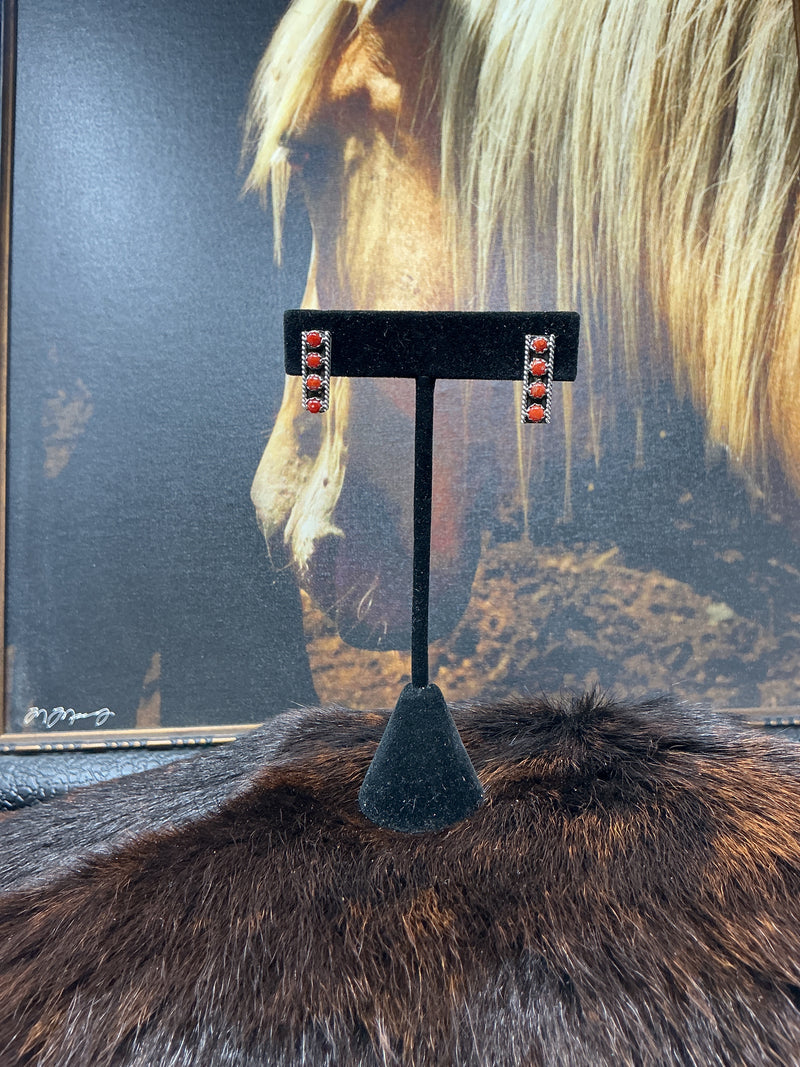 4 Stone Vertical Drop Earrings