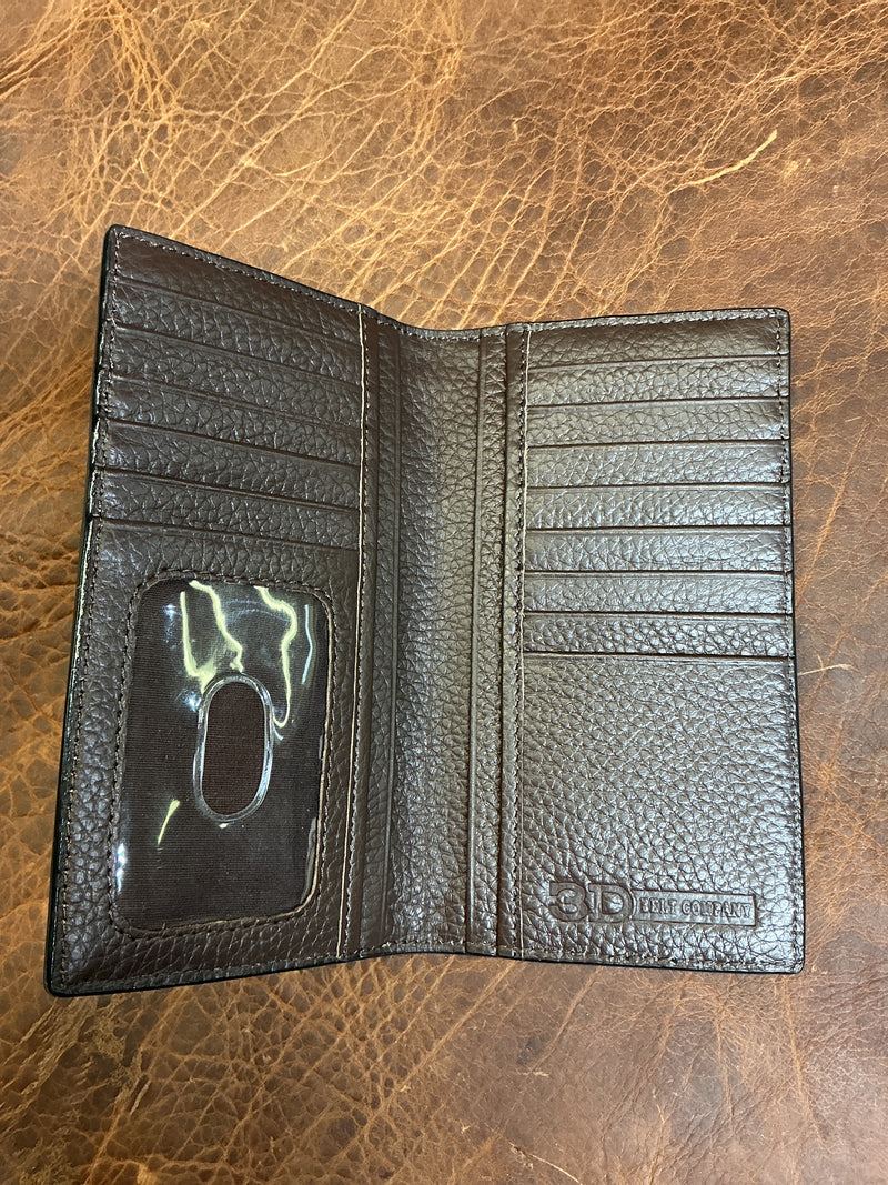 Floral Carved 4 Aces Wallet w/Buck Stitching