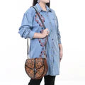 Tooled Leather Western Saddle Crossbody