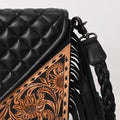 Crossbody Bag with Fringe & Floral Carving