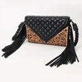 Crossbody Bag with Fringe & Floral Carving