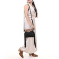 Quilted Leather Crossbody Black Tooled Flap Fringe Purse