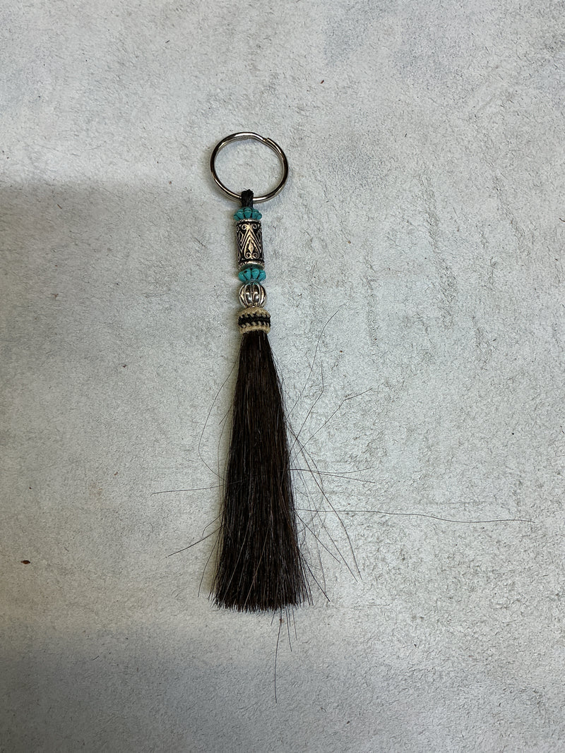 Horse Hair Tassel w/Beads Keychain