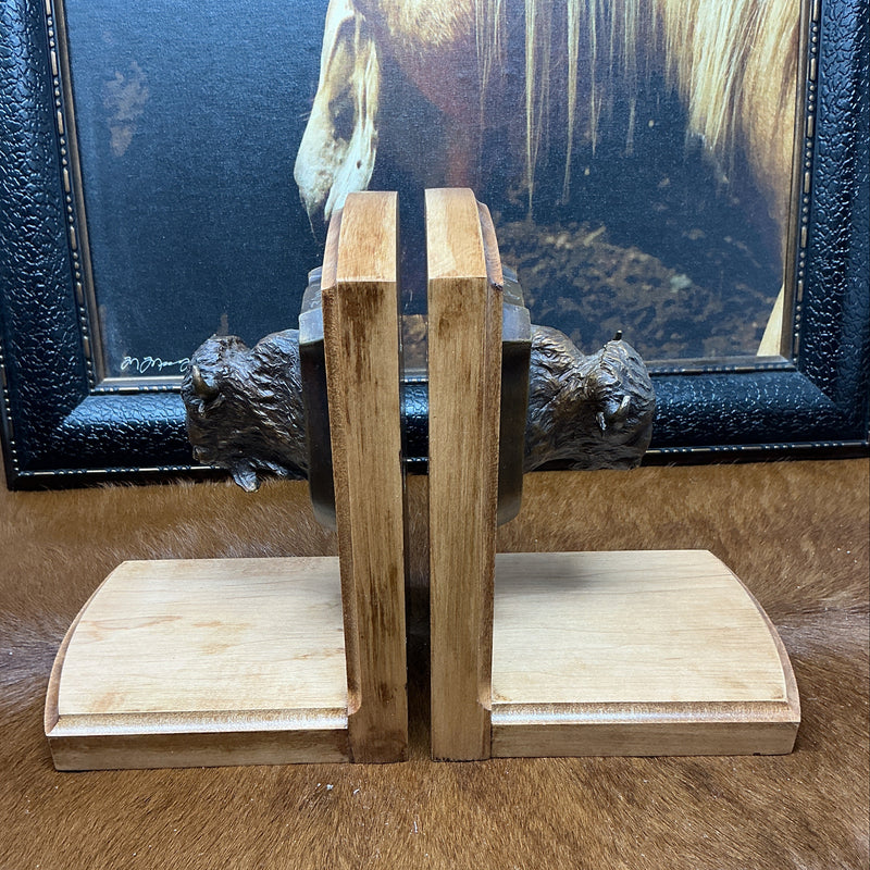 Bronze Bison Book Ends