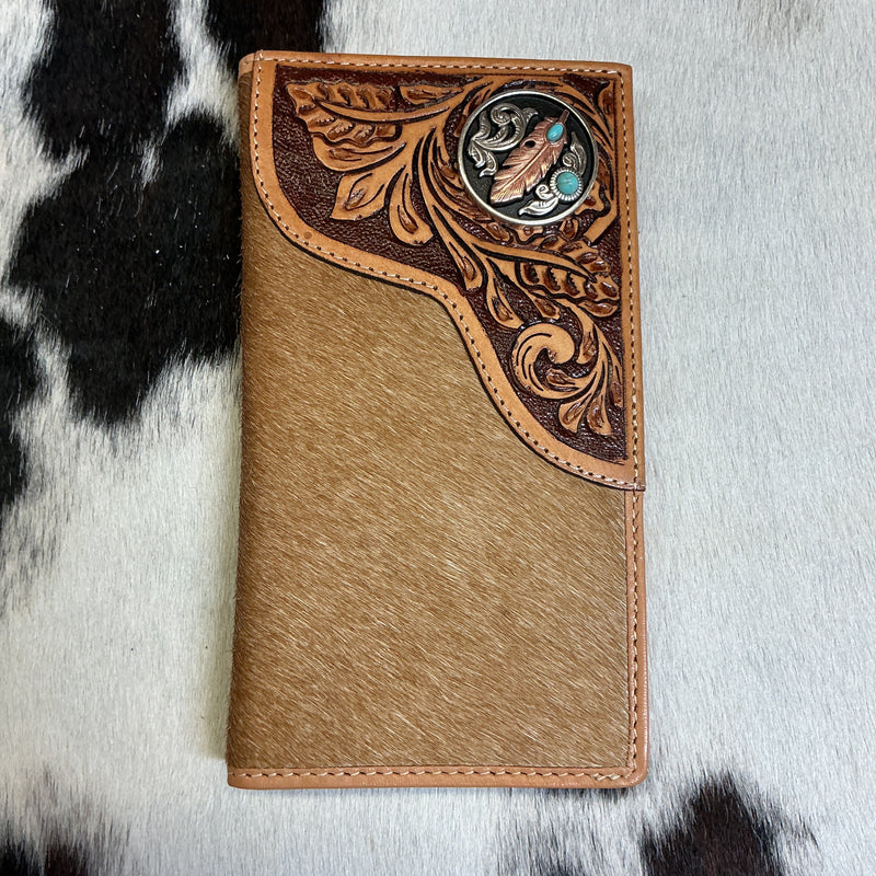 Cowhide/Floral Checkbook Wallet