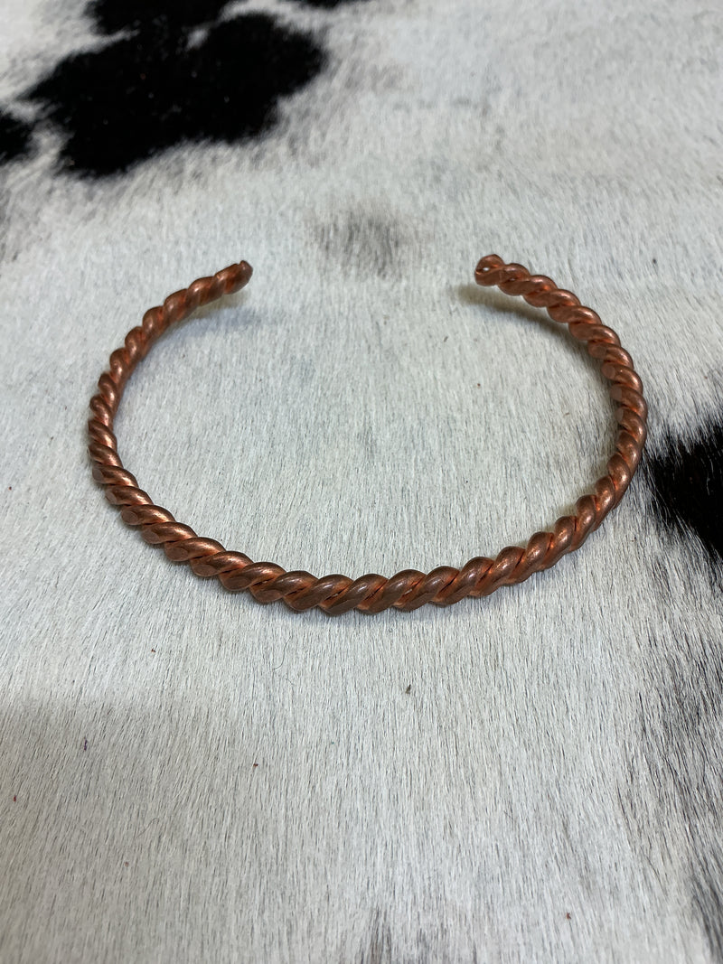Narrow Twisted Copper Bracelet