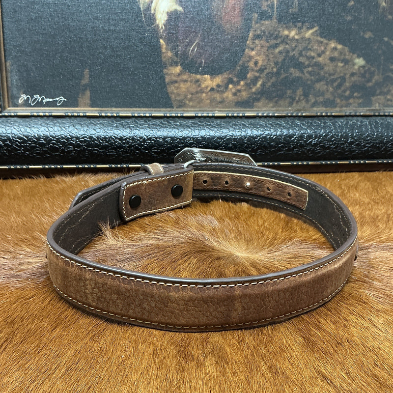 Stitched Leather/Longhorn Kids Belt