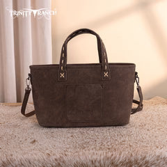Trinity Ranch Genuine Hair-On Cowhide Tooled Tote/Crossbody