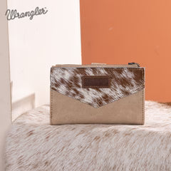 Wrangler Genuine Hair-On Cowhide Card Holder Bi-Fold Wallet