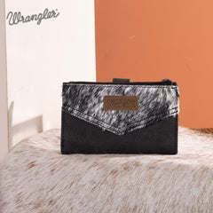 Wrangler Genuine Hair-On Cowhide Card Holder Bi-Fold Wallet
