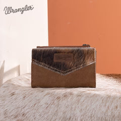 Wrangler Genuine Hair-On Cowhide Card Holder Bi-Fold Wallet