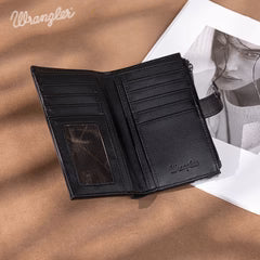 Wrangler Genuine Hair-On Cowhide Card Holder Bi-Fold Wallet