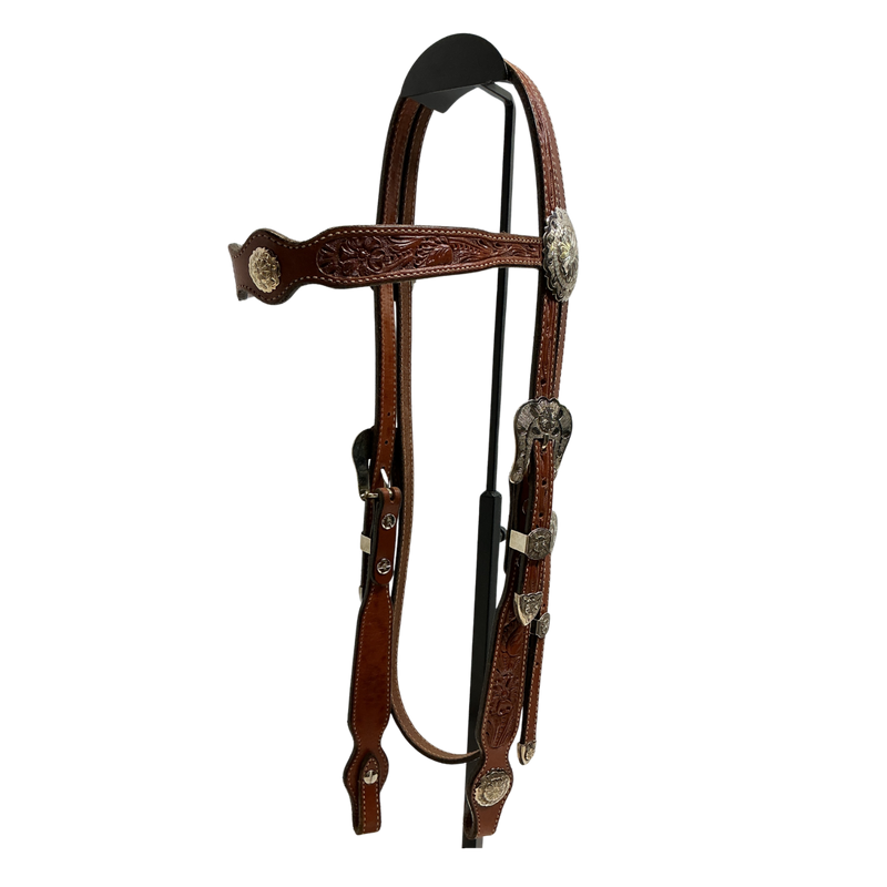 Floral Browband w/Tahoe Buckles & Conchos