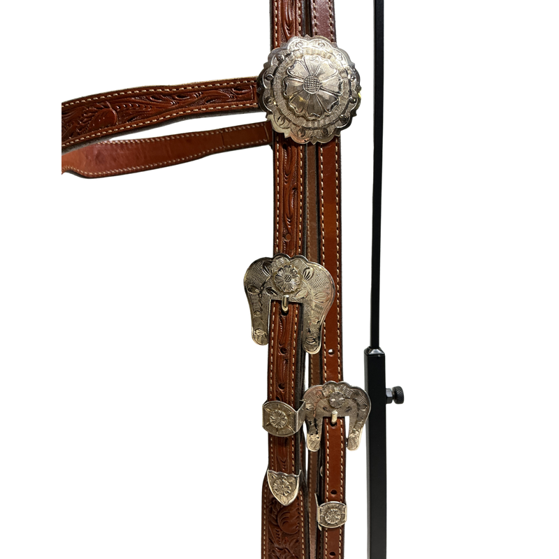 Floral Browband w/Tahoe Buckles & Conchos