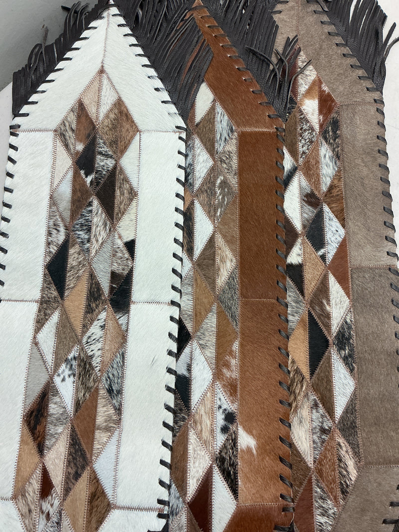Cowhide Triangles Table Runner- X-Small