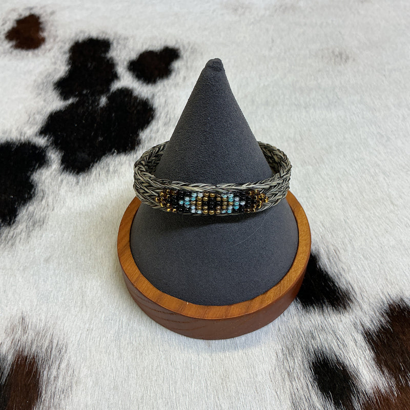 Braided Horsehair Bracelet w/Overlaid Beads