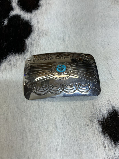 Sterling Silver w/Turquoise Stone Belt Buckle