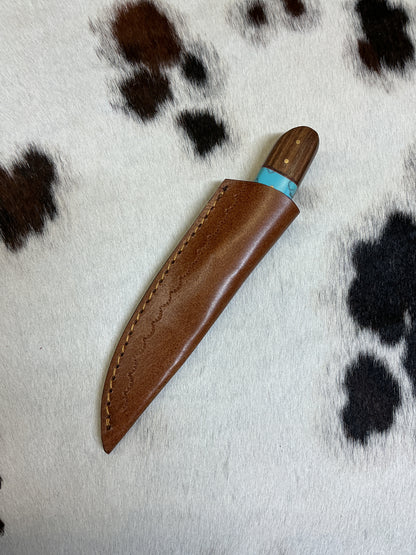 Fixed Blade Wood Handle w/Turquoise Knife