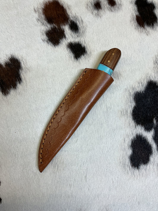 Fixed Blade Wood Handle w/Turquoise Knife