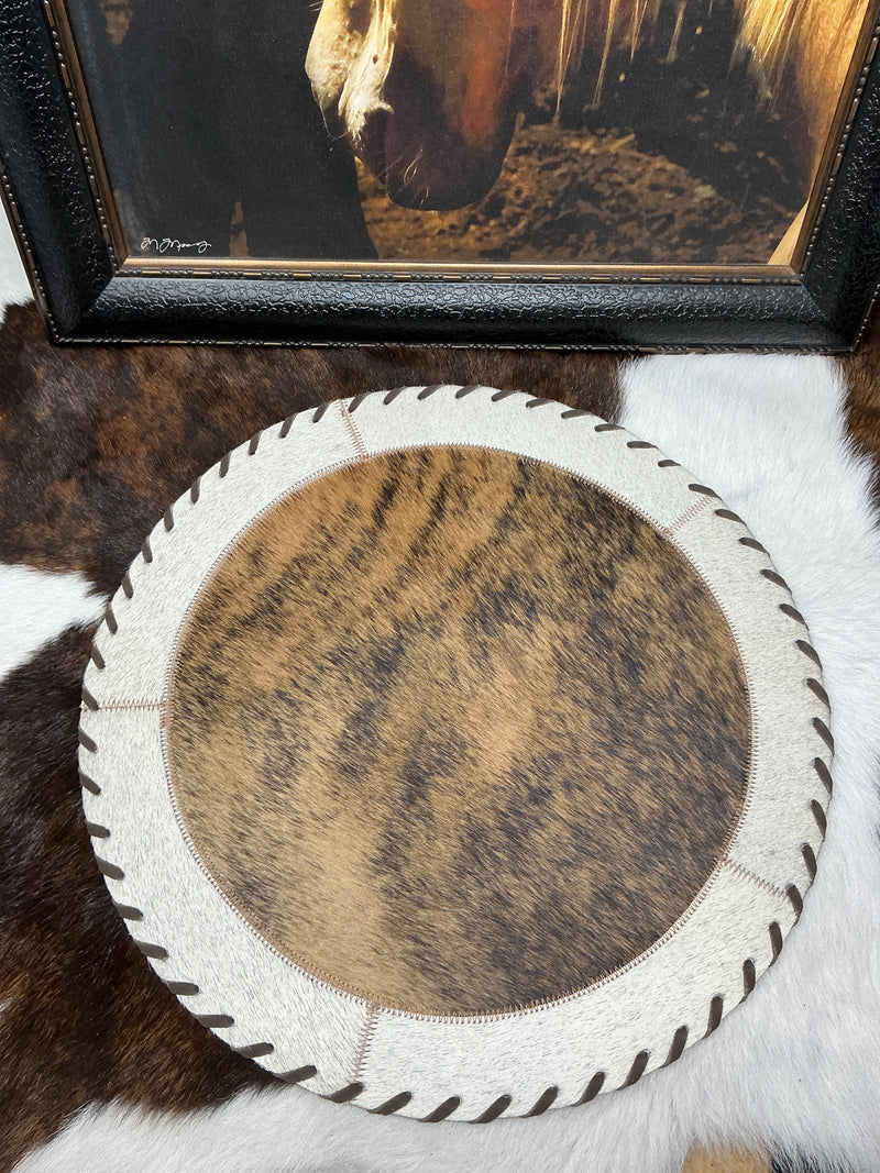 Cowhide Placemat - Round w/Border