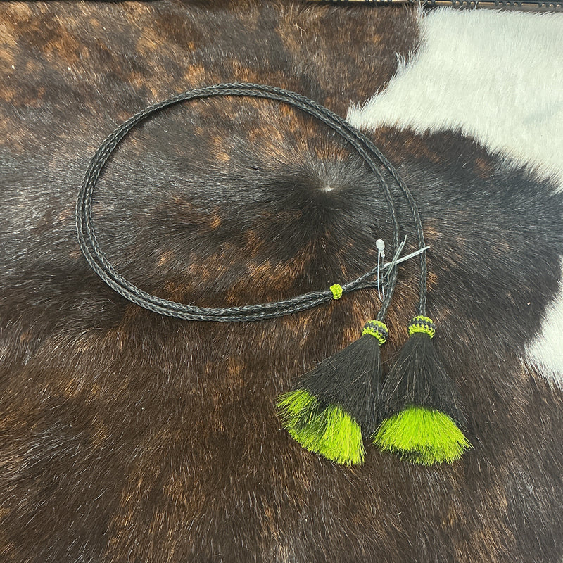 Braided Horsehair Stampede String w/Colored Horsehair Tassels